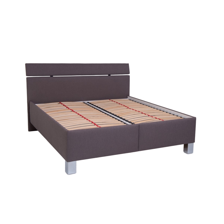 Cama estofada com arrumação integrada ALIS 180x200 cm sem colchão, castanha