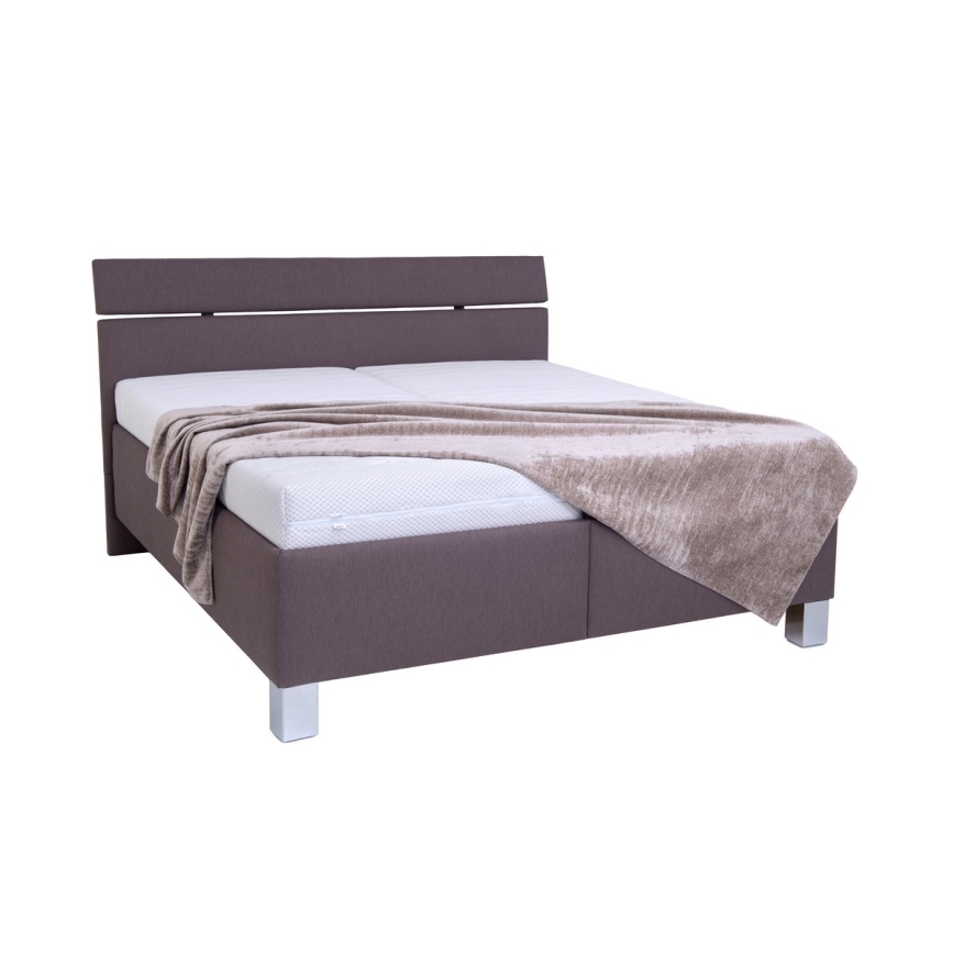 Cama estofada com arrumação integrada ALIS 180x200 cm sem colchão, castanha