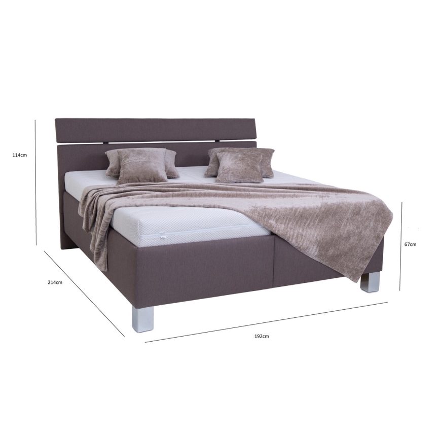Cama estofada com arrumação integrada ALIS 180x200 cm sem colchão, castanha