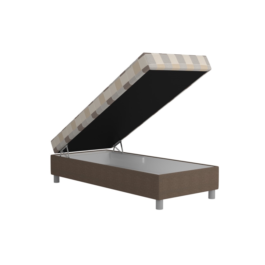 Cama estofada com arrumação integrada e colchão GEORGE 90 x 200 cm castanha