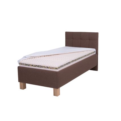Cama estofada com arrumação integrada sem colchão MARIA ONE 90x200 cm castanho