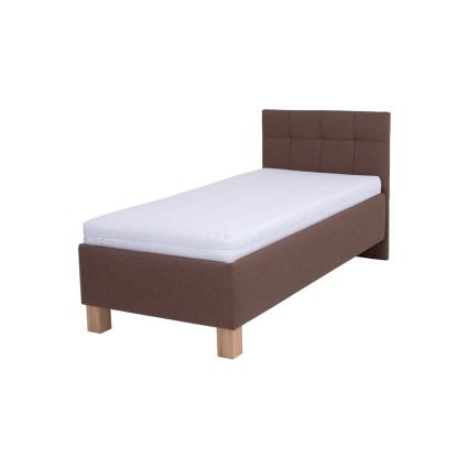 Cama estofada com arrumação integrada sem colchão MARIA ONE 90x200 cm castanho