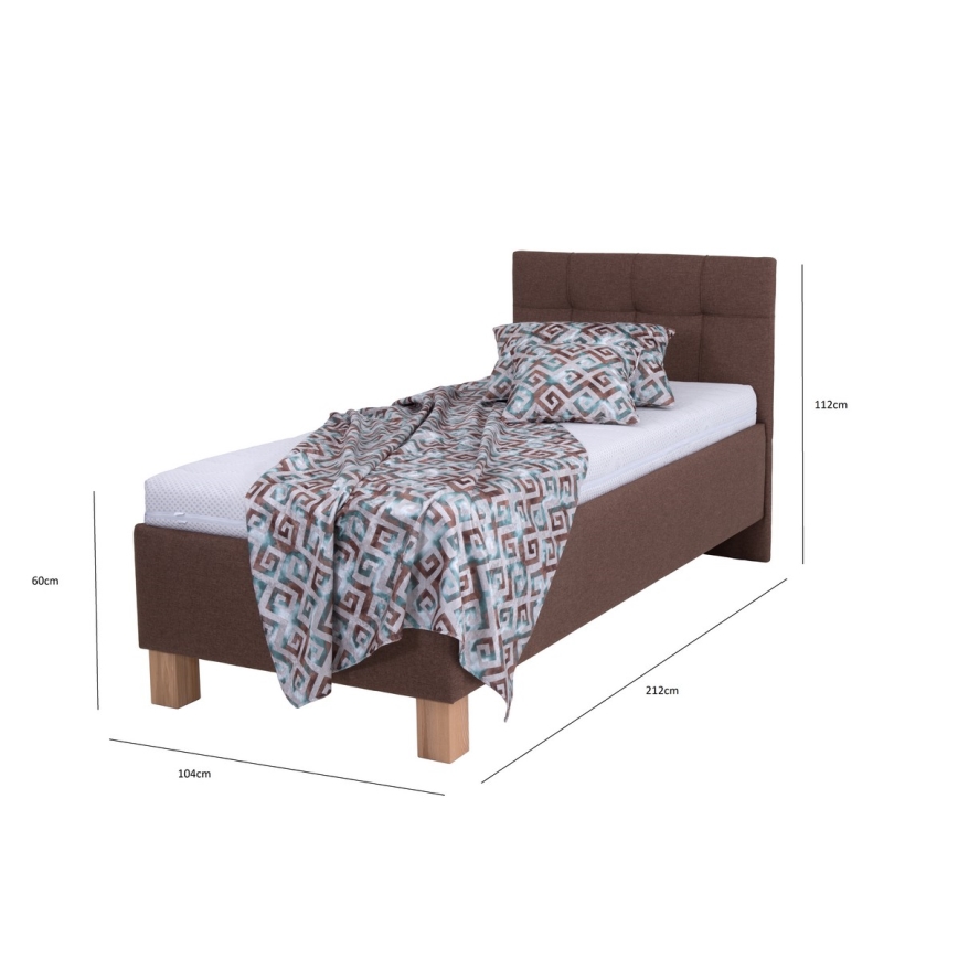 Cama estofada com arrumação integrada sem colchão MARIA ONE 90x200 cm castanho