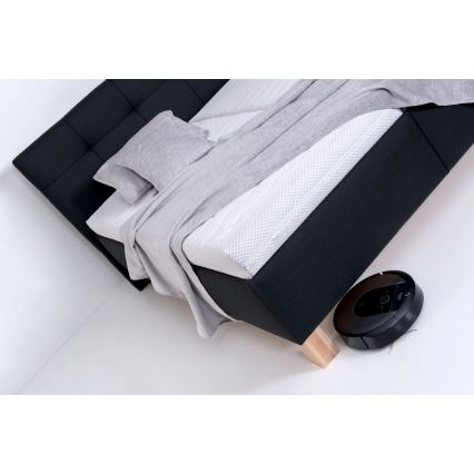 Cama estofada com arrumação MARIA 160x200 cm, sem colchão, antracite