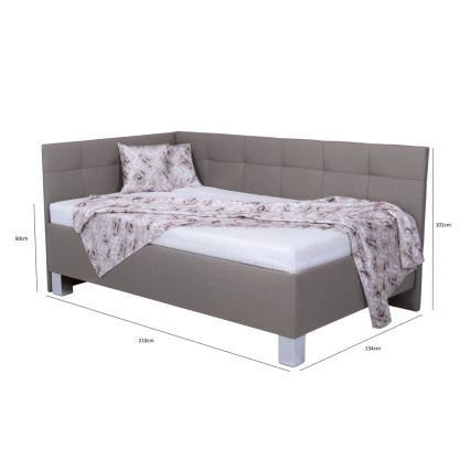 Cama estofada com arrumação sem colchão MARIA PETITE 120x200 cm taupe