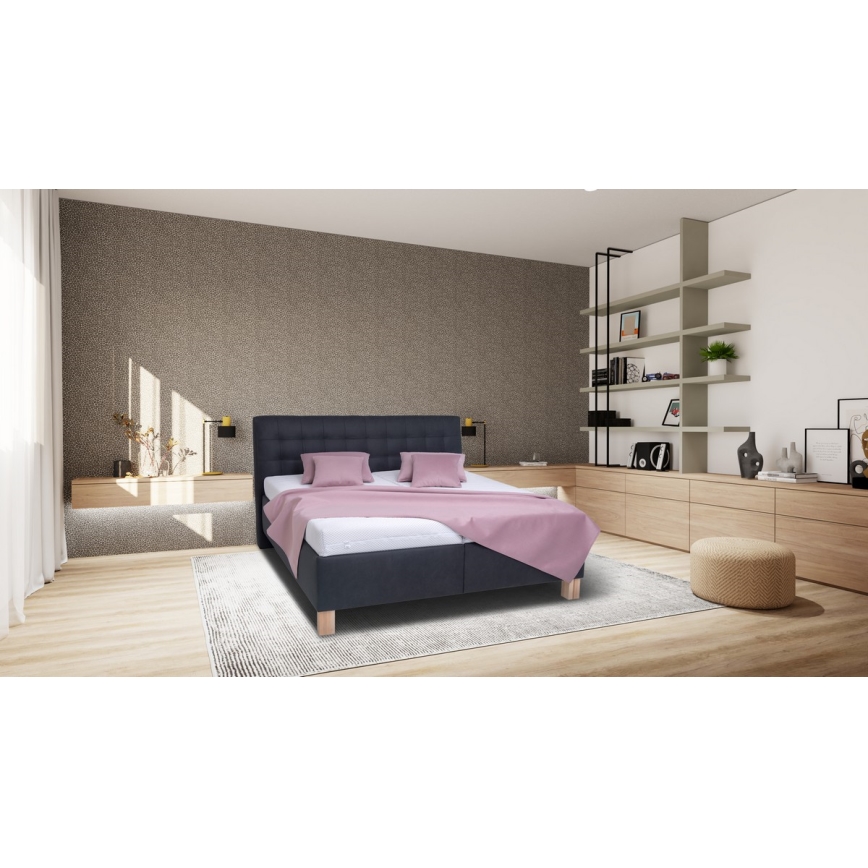 Cama estofada com arrumação sem colchão VIOLET 180x200 cm antracite