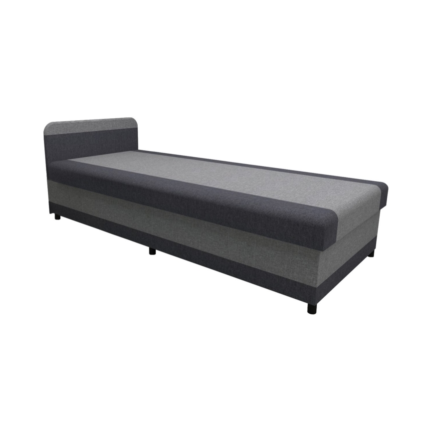 Cama estofada com arrumação TALI 80x202 cinzento/antracite