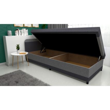 Cama estofada com arrumação TALI 80x202 cinzento/antracite