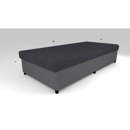 Cama estofada com baú CORY 80x200 cinza