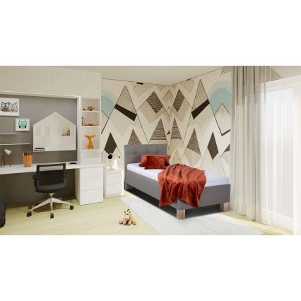 Cama estofada com baú de arrumação sem colchão MARIA ONE 90x200 cm taupe