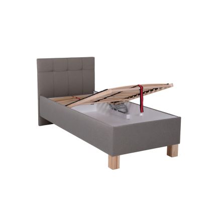 Cama estofada com baú de arrumação sem colchão MARIA ONE 90x200 cm taupe