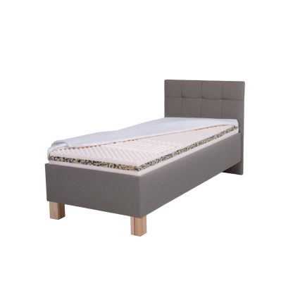 Cama estofada com baú de arrumação sem colchão MARIA ONE 90x200 cm taupe