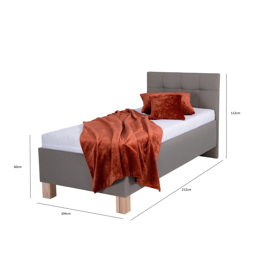 Cama estofada com baú de arrumação sem colchão MARIA ONE 90x200 cm taupe