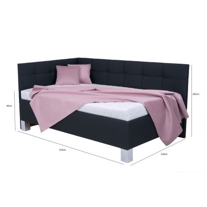Cama estofada com arrumação sem colchão MARIA PETITE 120x200 cm antracite