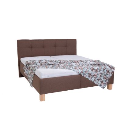 Cama estofada com colchão e espaço de arrumação MARIA 160x200 cm castanha
