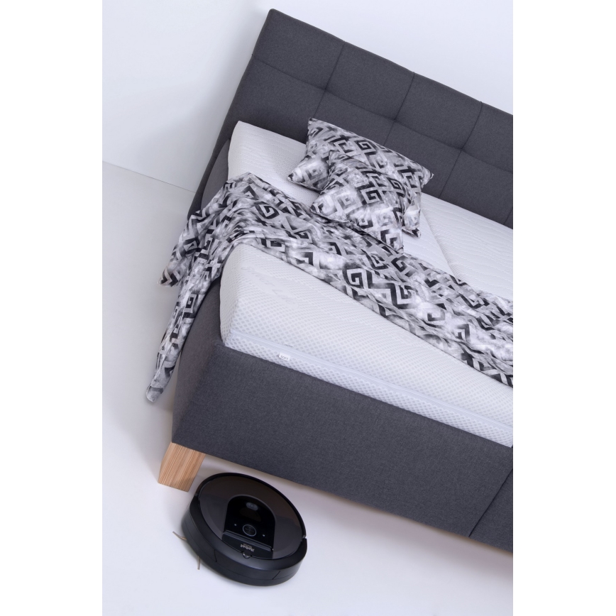 Cama estofada com colchão e espaço de arrumação MARIA 160x200 cm cinzenta