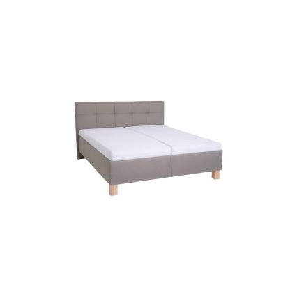 Cama estofada com colchão e espaço de arrumação MARIA 180x200 cm taupe