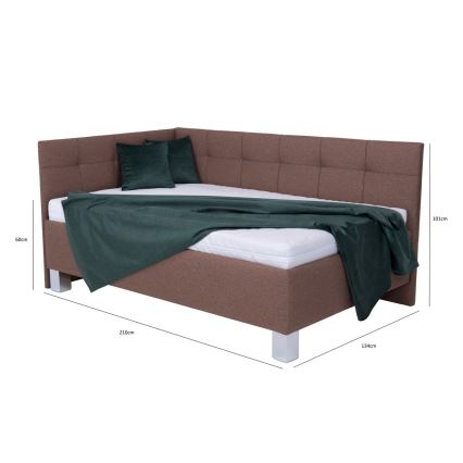 Cama estofada com colchão e espaço de arrumação MARIA PETITE 120x200 cm castanha
