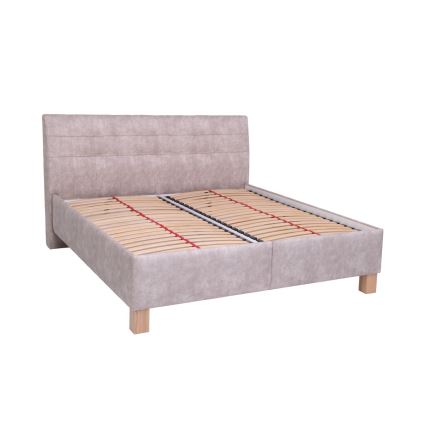 Cama estofada com colchão e espaço de arrumação VIOLET 160x200 cm bege
