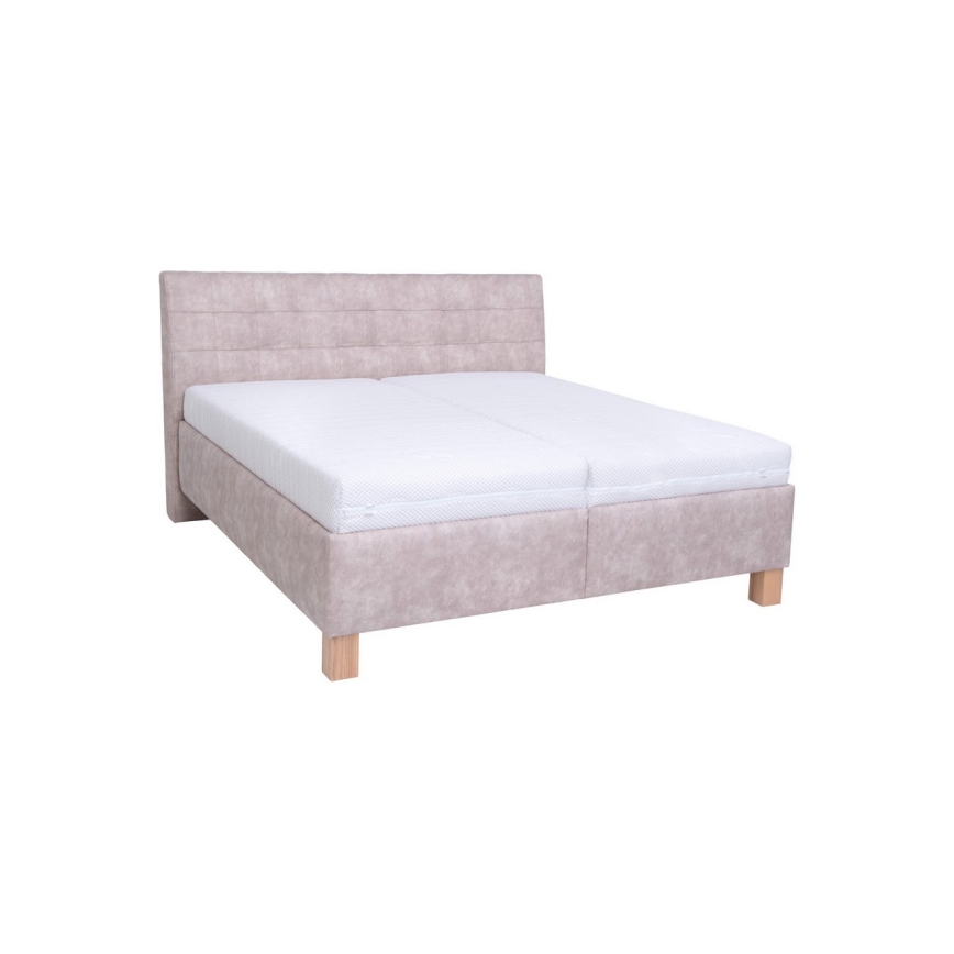 Cama estofada com colchão e espaço de arrumação VIOLET 160x200 cm bege