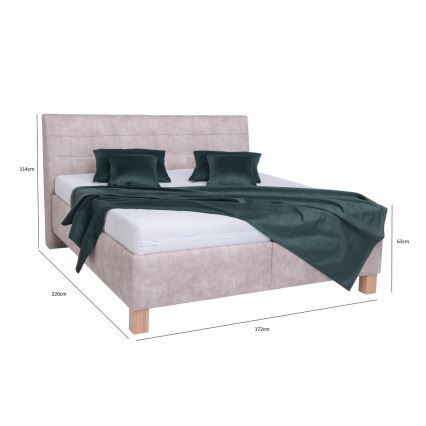 Cama estofada com colchão e espaço de arrumação VIOLET 160x200 cm bege