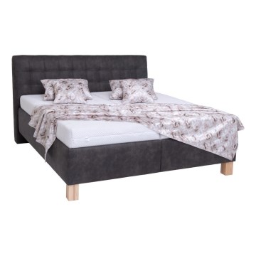 Cama estofada com colchão e espaço de arrumação VIOLET 180x200 cm cinzento escuro