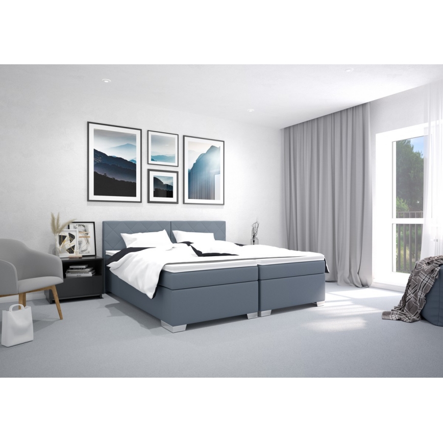 Cama estofada com colchão IDA 90 x 200 cm, azul