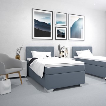 Cama estofada com colchão IDA 90x200 cm azul