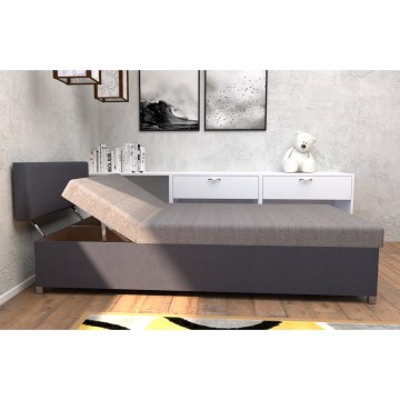 Cama estofada com encosto regulável e baú de arrumação DALLAS 108x205 cm cinzento/antracite