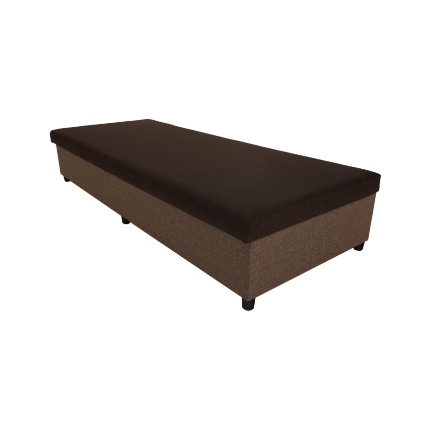 Cama estofada com espaço de arrumação CORY 80x200 castanha