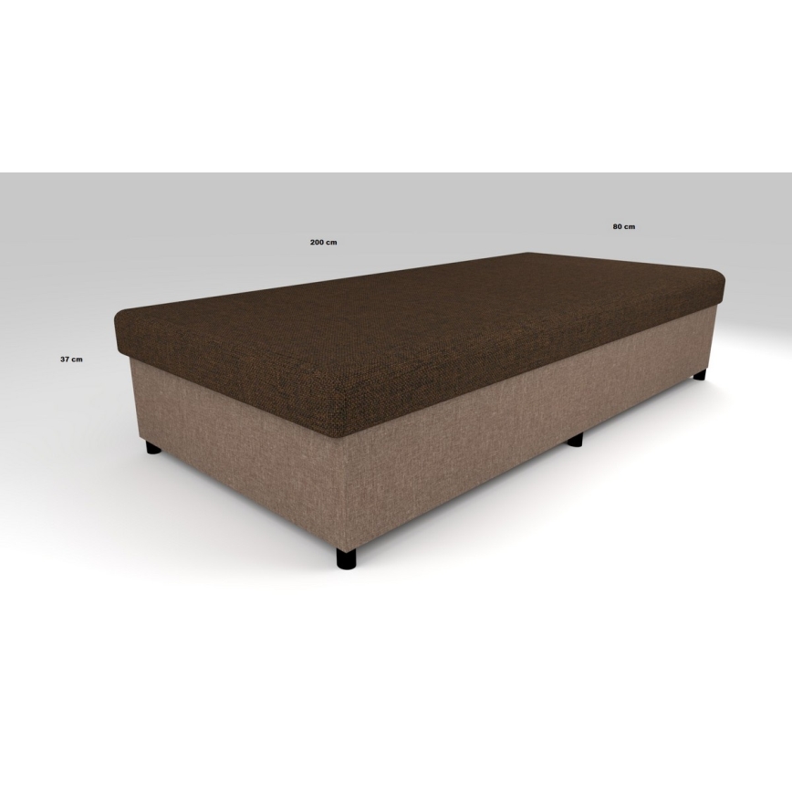 Cama estofada com espaço de arrumação CORY 80x200 castanha