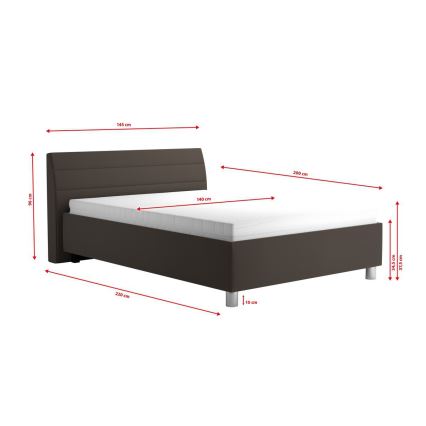 Cama estofada com espaço de arrumação e colchão DALMA 140x200 cm, cinzenta/castanha