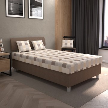 Cama estofada com espaço de arrumação e colchão GEORGE 140x200 cm castanha