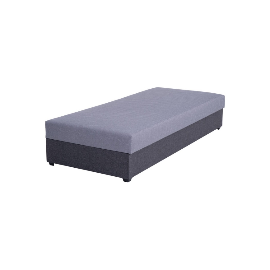 Cama estofada com espaço de arrumação JACOB XL, capacidade de carga 130 kg, 90x200 cm, cinzenta