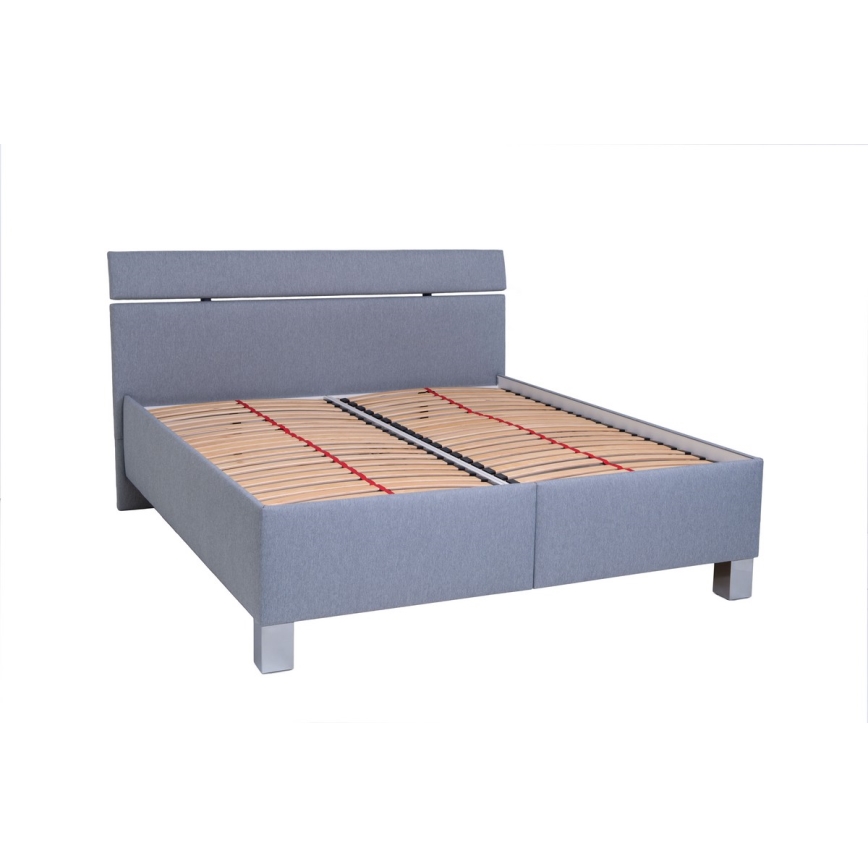 Cama estofada com espaço de arrumação sem colchão ALIS 180x200 cm cinza claro