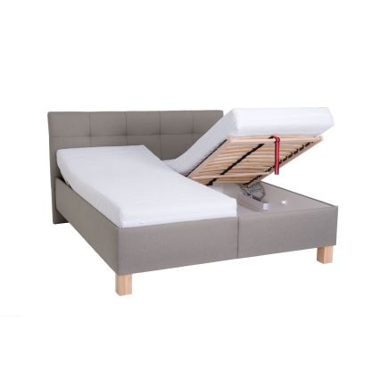 Cama estofada com espaço de arrumação sem colchão MARIA 180x200 cm taupe