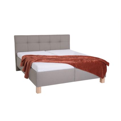 Cama estofada com espaço de arrumação sem colchão MARIA 180x200 cm taupe
