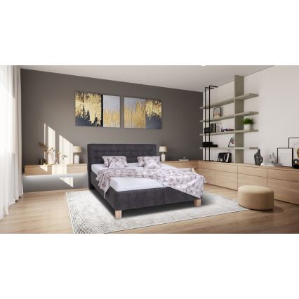 Cama estofada com espaço de arrumação sem colchão VIOLET 160x200 cm cinzento escuro