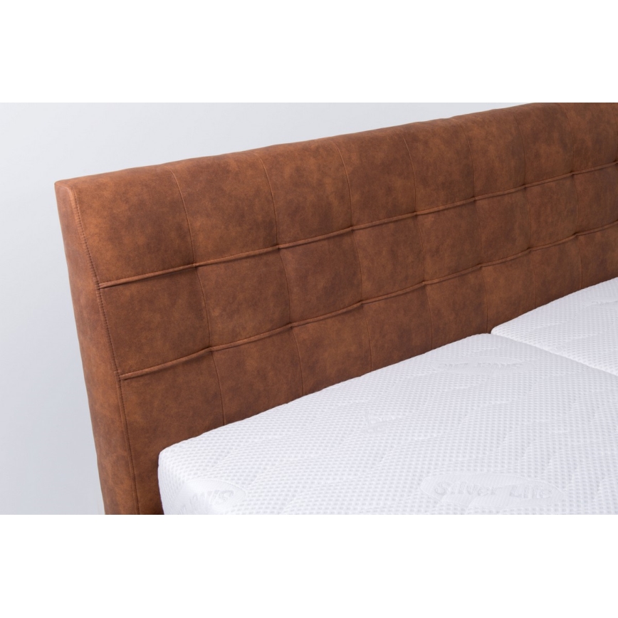 Cama estofada com arrumação sem colchão VIOLET 160x200 cm castanho conhaque