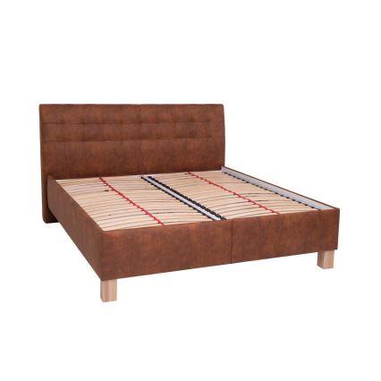 Cama estofada com arrumação sem colchão VIOLET 160x200 cm castanho conhaque