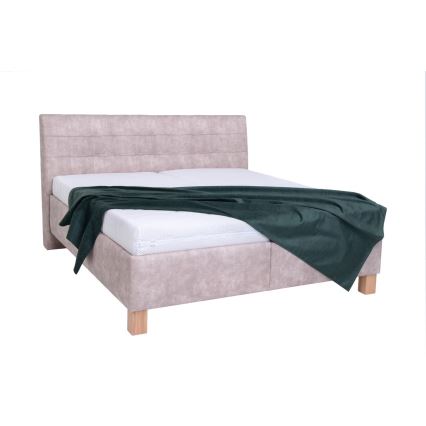 Cama estofada com espaço de arrumação VIOLET 180x200 cm, sem colchão, bege