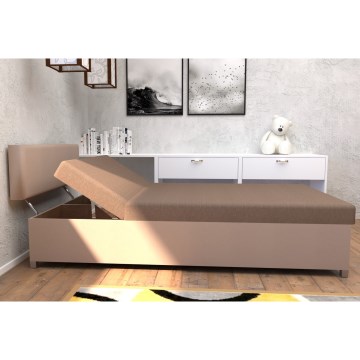 Cama estofada com mecanismo de ajuste de posição e compartimento de arrumação DALLAS 108x205 cm marrom/marrom escuro