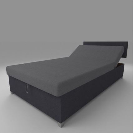 Cama estofada com encosto regulável e baú de arrumação DALLAS 108x205 cm cinzento/antracite