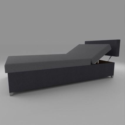 Cama estofada com encosto regulável e baú de arrumação DALLAS 108x205 cm cinzento/antracite