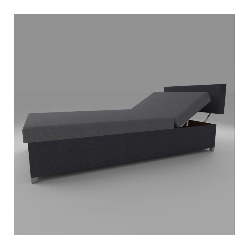 Cama estofada com encosto regulável e baú de arrumação DALLAS 108x205 cm cinzento/antracite
