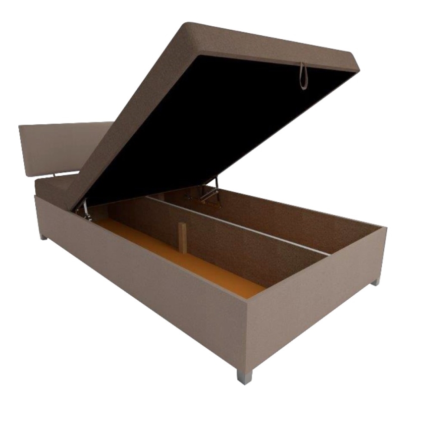 Cama estofada com mecanismo de ajuste de posição e compartimento de arrumação DALLAS 108x205 cm marrom/marrom escuro