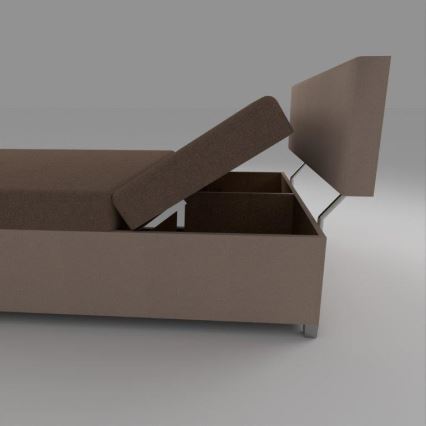Cama estofada com mecanismo de ajuste de posição e compartimento de arrumação DALLAS 108x205 cm marrom/marrom escuro
