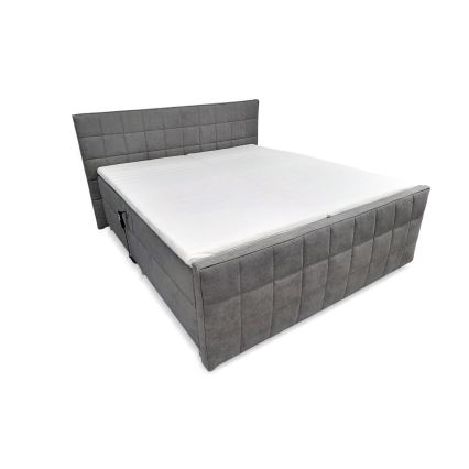 Cama estofada elétrica e ajustável HELEN 180x200 cm com colchões e topper, cinzenta