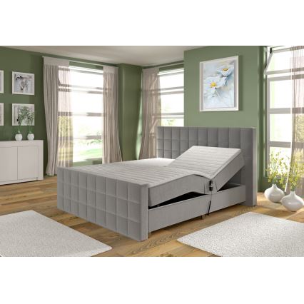 Cama estofada elétrica e ajustável HELEN 180x200 cm com colchões e topper, cinzenta
