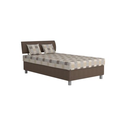 Cama estofada GEORGE 120x200 cm com arrumação e colchão, castanha